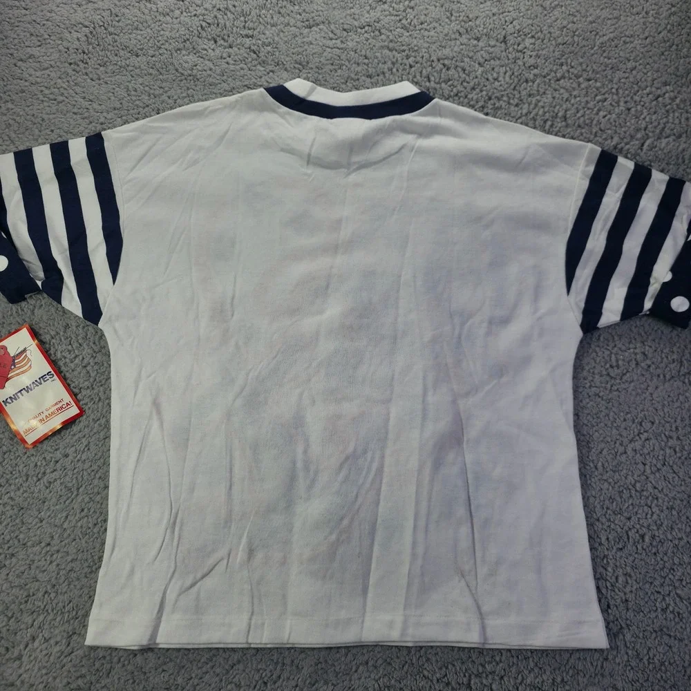 Vintage Knitwaves Kids Nautical Anchor Stars Top Red White Blue Large 34661 NWT